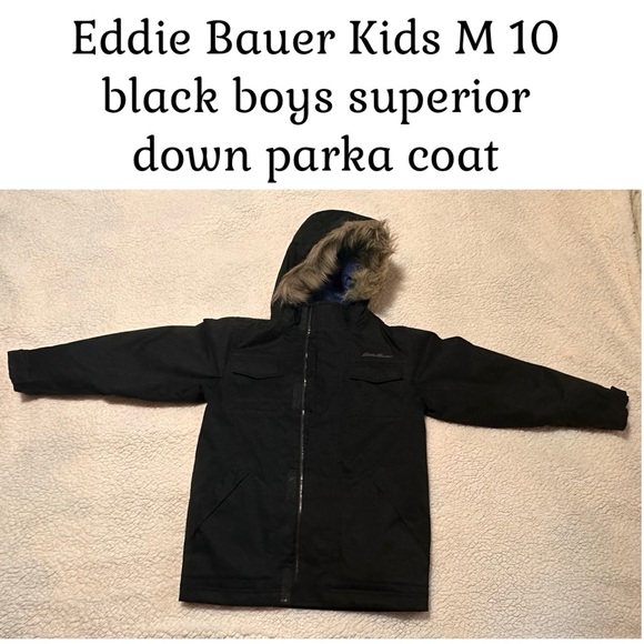 Eddie Bauer Kids M 10 black boys superior down parka winter coat - Picture 1 of 11